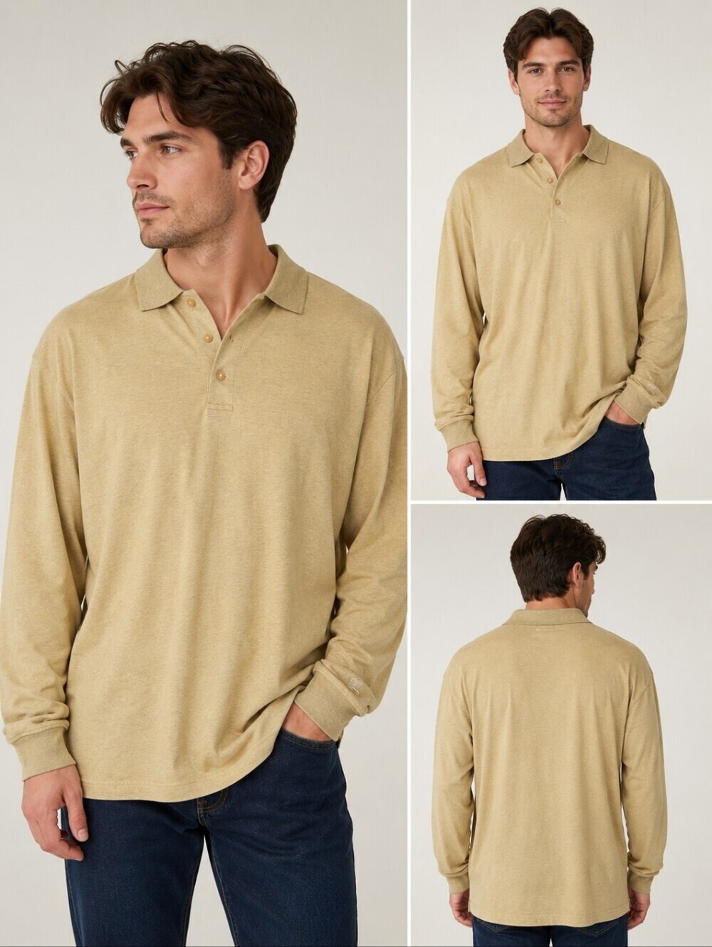 Cutter & Buck Pima Cotton Long Sleeve Polo Shirt Mustard Yellow Size XL
